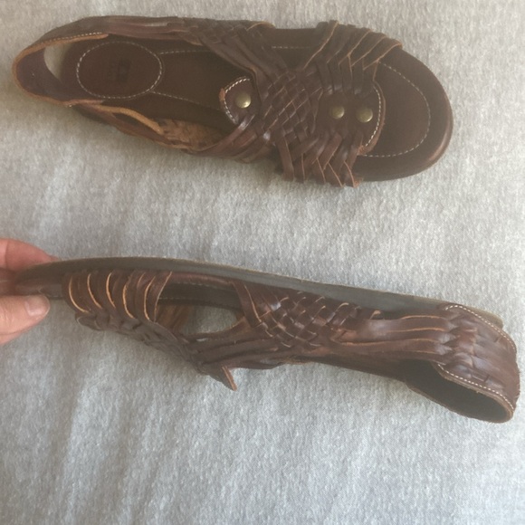 Frye Shoes Sandals Braided Leather Open Toe Brown Size 8.5 - Picture 3 of 5